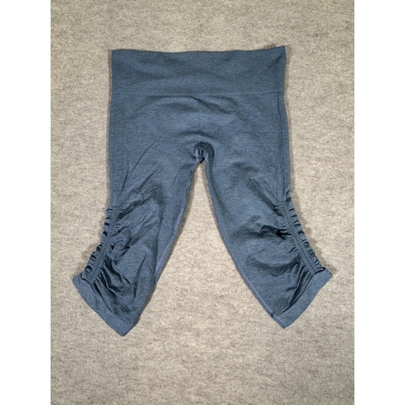 lululemon athletica Pants - Lululemon Leggings Womens 8 Blue Capri High Rise Ruched Textured Yoga Athletic